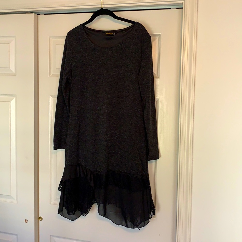 Sweater dress with lace bottom